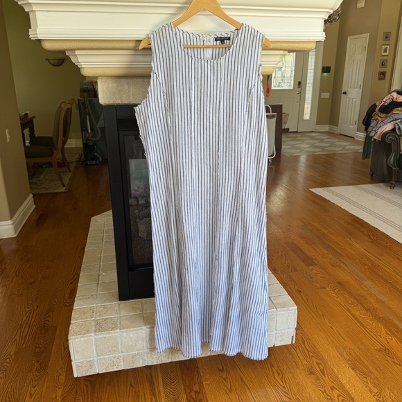 For Cynthia Lagenlook Casual Maxi Dress White with Stripes Size L Minimalistic - Picture 6 of 7
